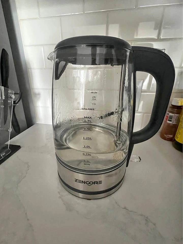 Seethrough clear glass electric kettle lights up