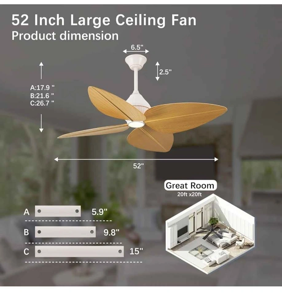 Brand New 52" Tropical Palm Leaf Ceiling Fan w/ Light & Remote - photo 3
