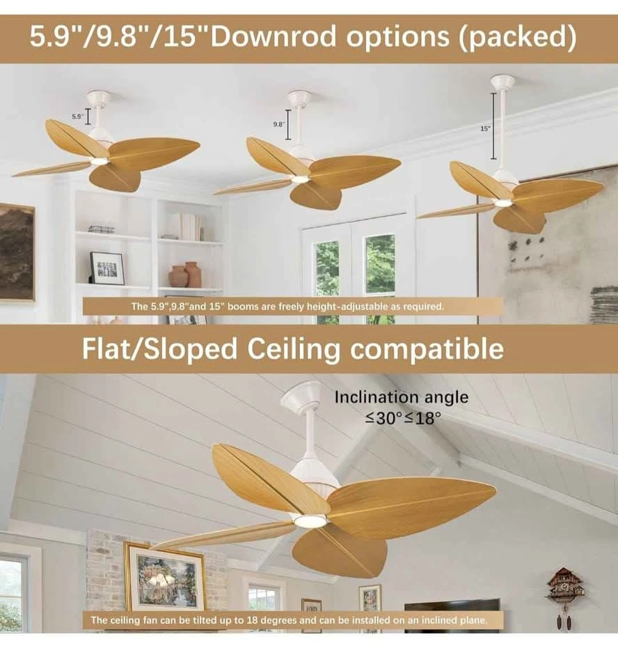 Brand New 52" Tropical Palm Leaf Ceiling Fan w/ Light & Remote - photo 4