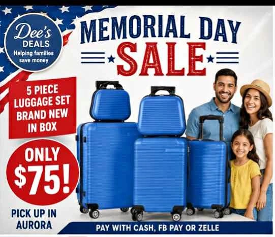 Memorial Day sale five-piece luggage set only $75 BRAND NEW IN B