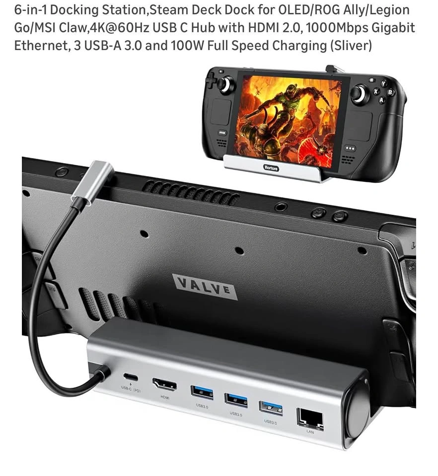 6-in-1 Docking Station for Steam Deck, OLED, ROG Ally, Legion Go
