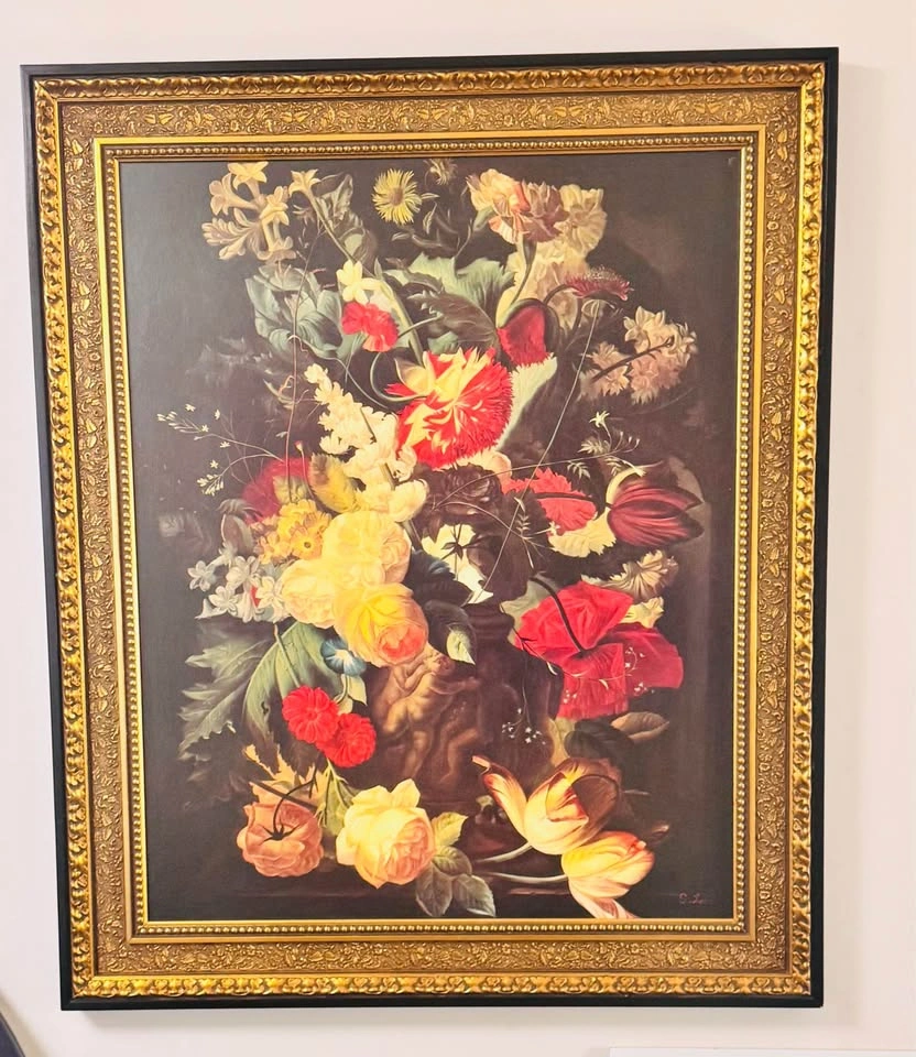Large Elegant Framed Floral Artwork 42x35 in - photo 4