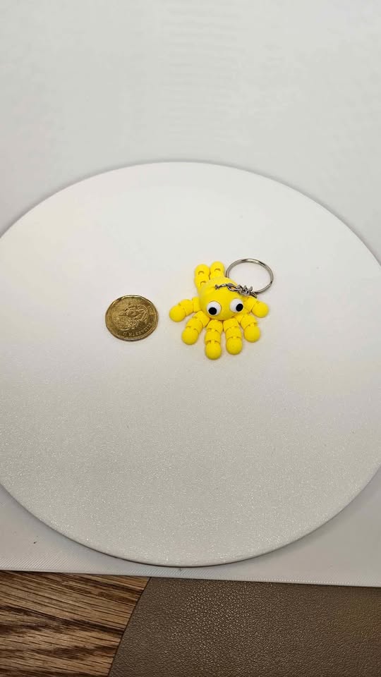 Cute keychain Adorable Yellow Octopus Keychain