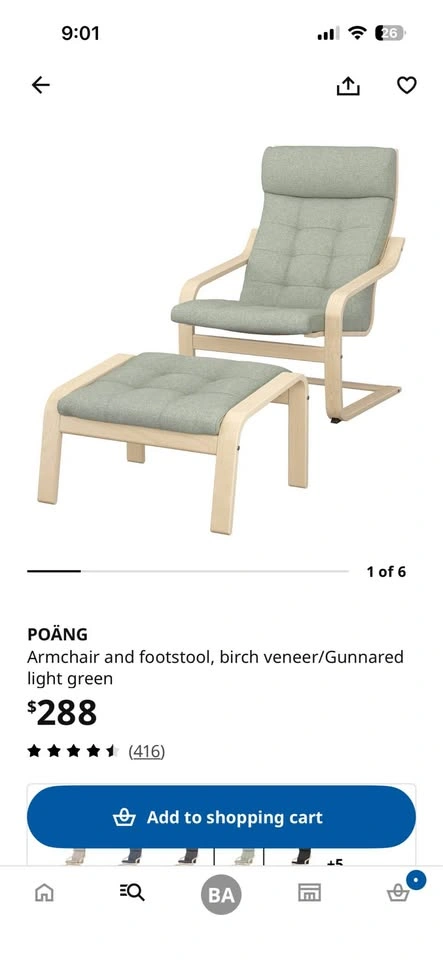Set of 2 IKEA POÄNG Armchairs and Footstools - photo 2