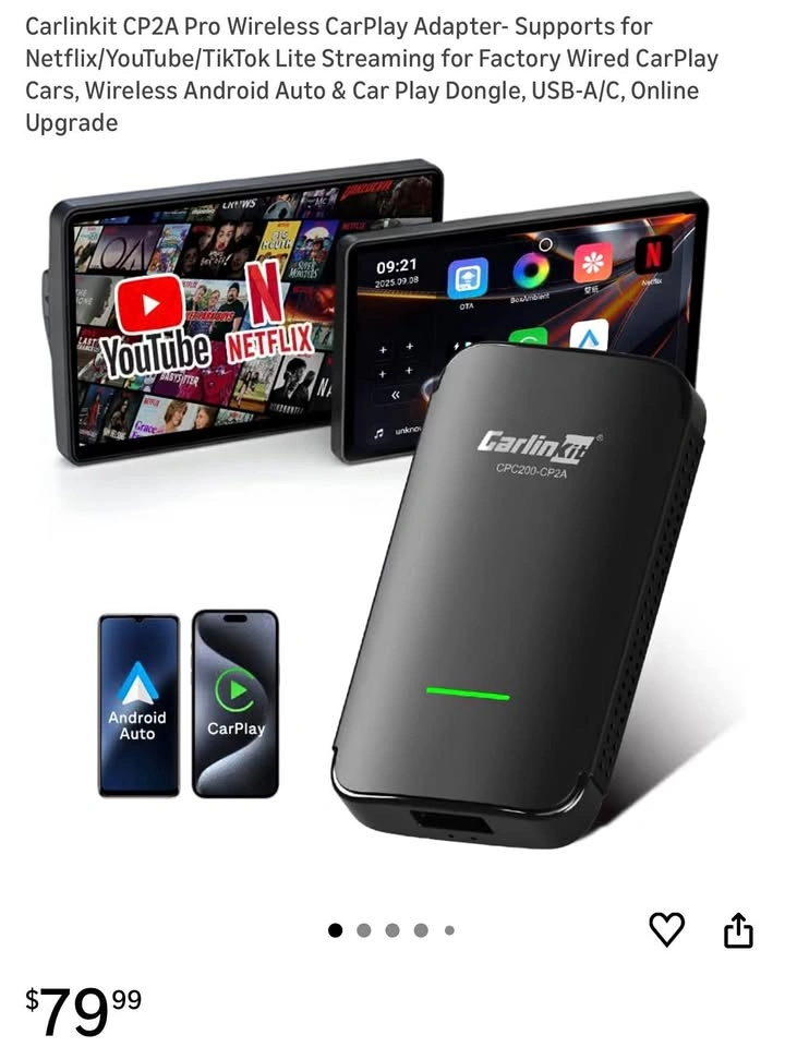 Wireless CarPlay Adapter for Netflix/YouTube/TikTok Lite