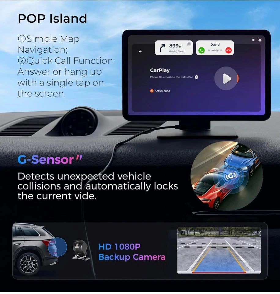 9” Wireless CarPlay Screen with 1080p Backup Camera - photo 4