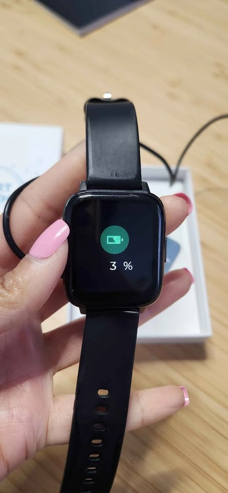 Used Black Smartwatch with Charger (Band Ripped) - photo 3