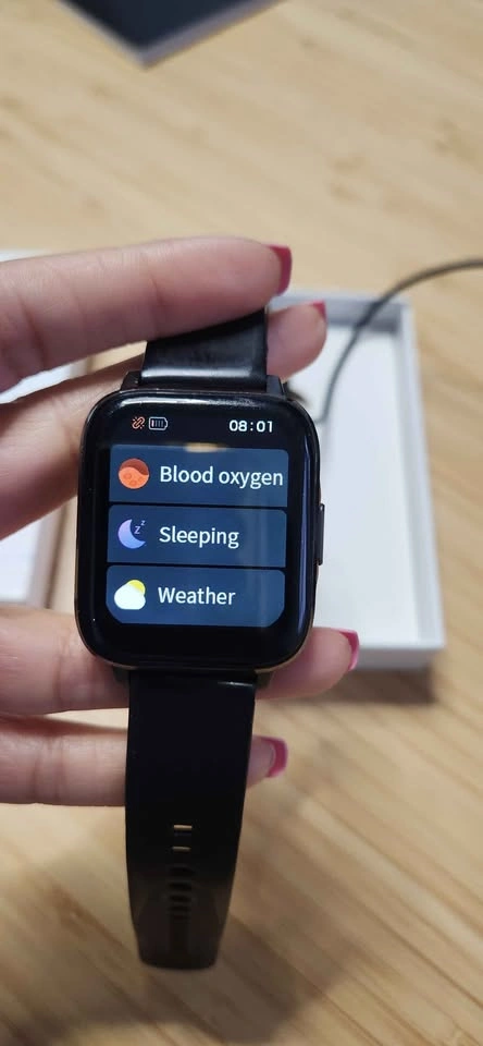 Used Black Smartwatch with Charger (Band Ripped) - photo 4