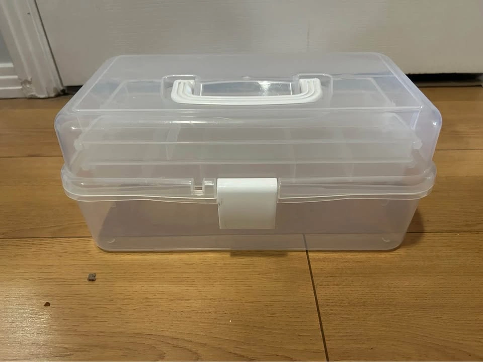 2 Clear Plastic Craft Storage Organizer Boxes with Trays - photo 2