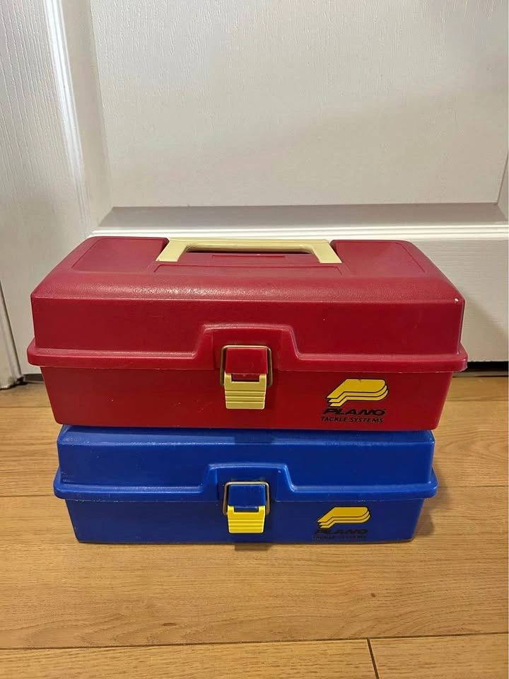 2 Plano Red and Blue Tackle Boxes
