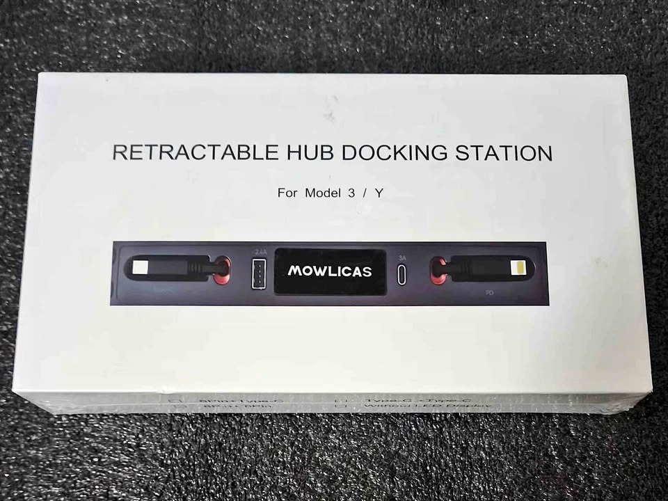 MOWLICAS Retractable Hub Docking Station for Tesla Model 3/Y