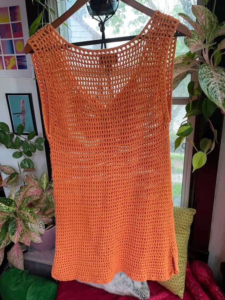 Orange Hand-Knit Coverup/Dress - photo 2