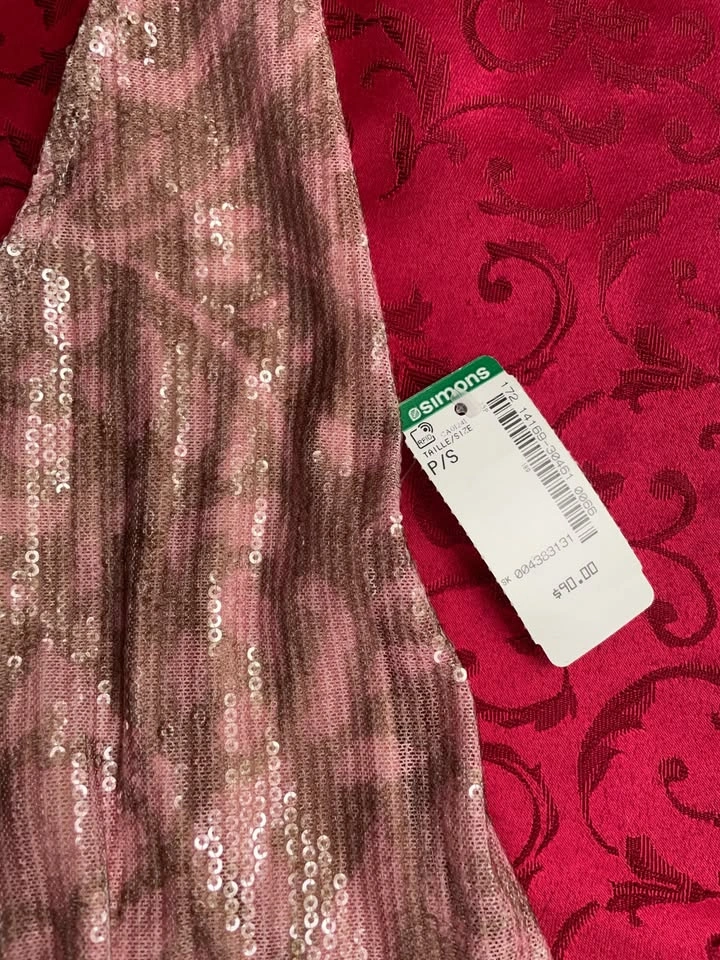 *New* Motel Dusty Pink Sequined Halter Mini-Dress, Small - photo 3