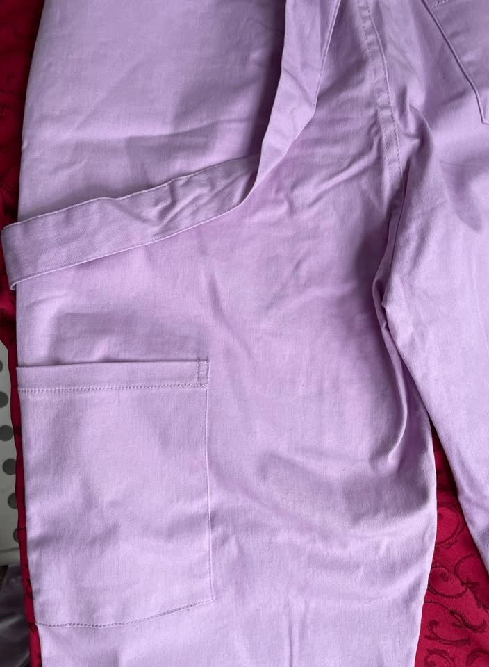 Light Purple High-Waisted Pants with Strap Detail, Small - photo 4