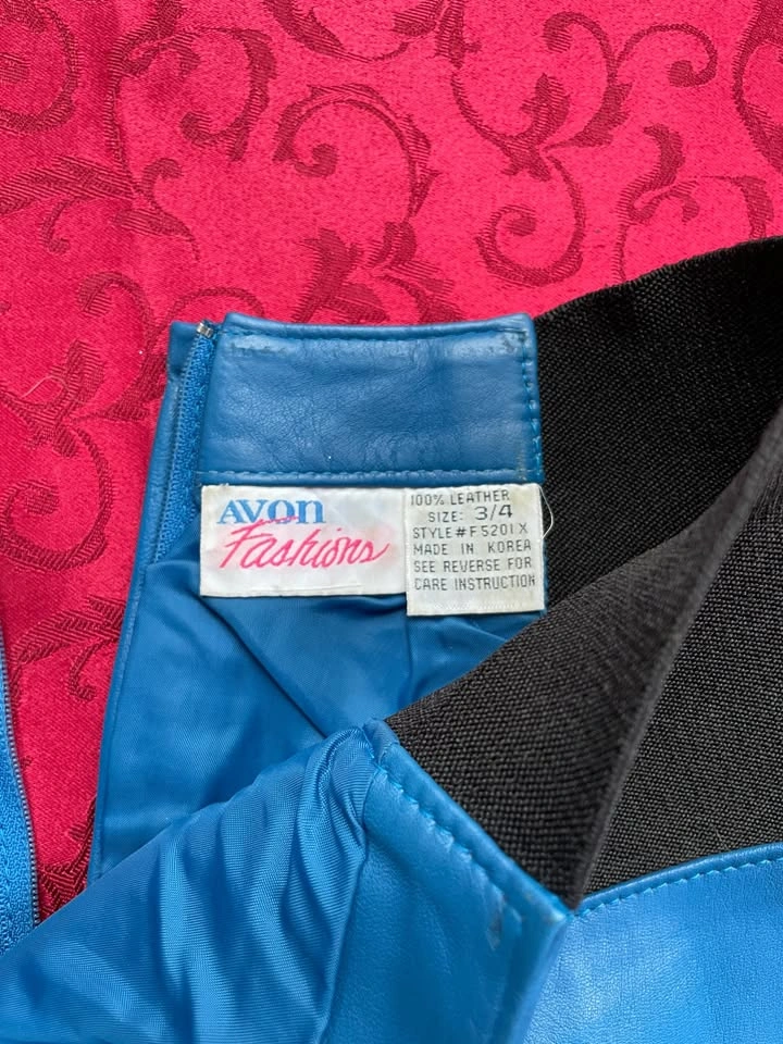 100% Leather Blue Skirt, High-waisted, Small - photo 3