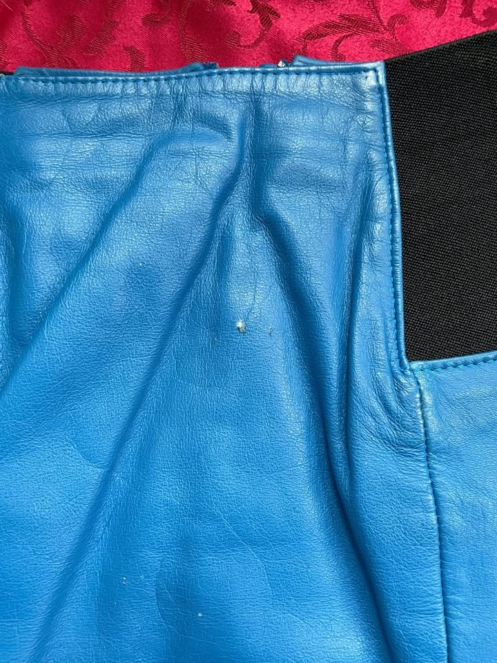 100% Leather Blue Skirt, High-waisted, Small - photo 4