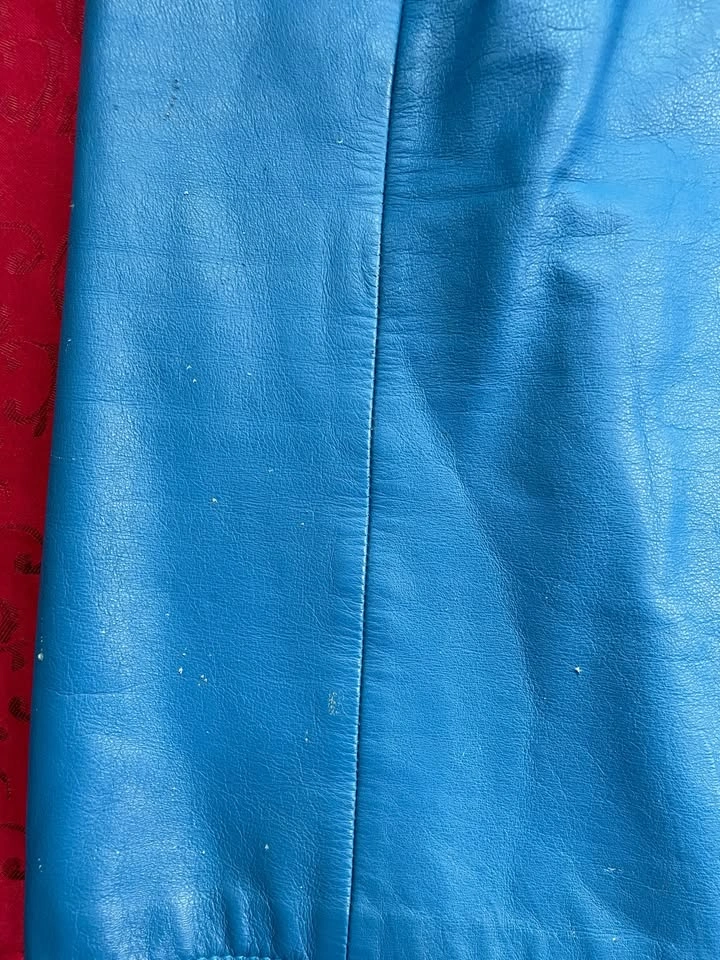 100% Leather Blue Skirt, High-waisted, Small - photo 5