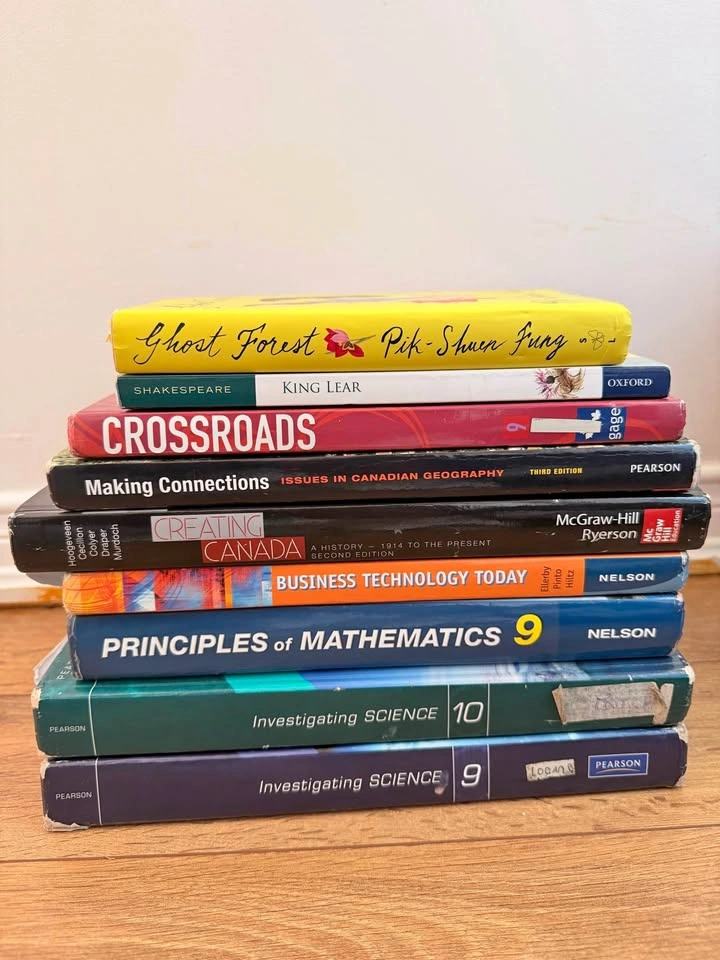 School Textbooks - Grade 9 & 10 Science, Math, English, History,