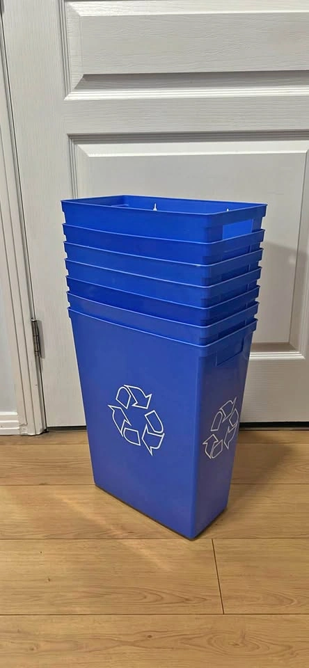 (7) Hanging Recycle Bins - Blue, 12" x 6" x 16"