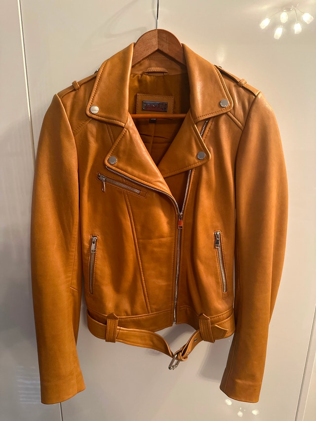 Danier Leather Biker Jacket Tan/Camel Size 3XS