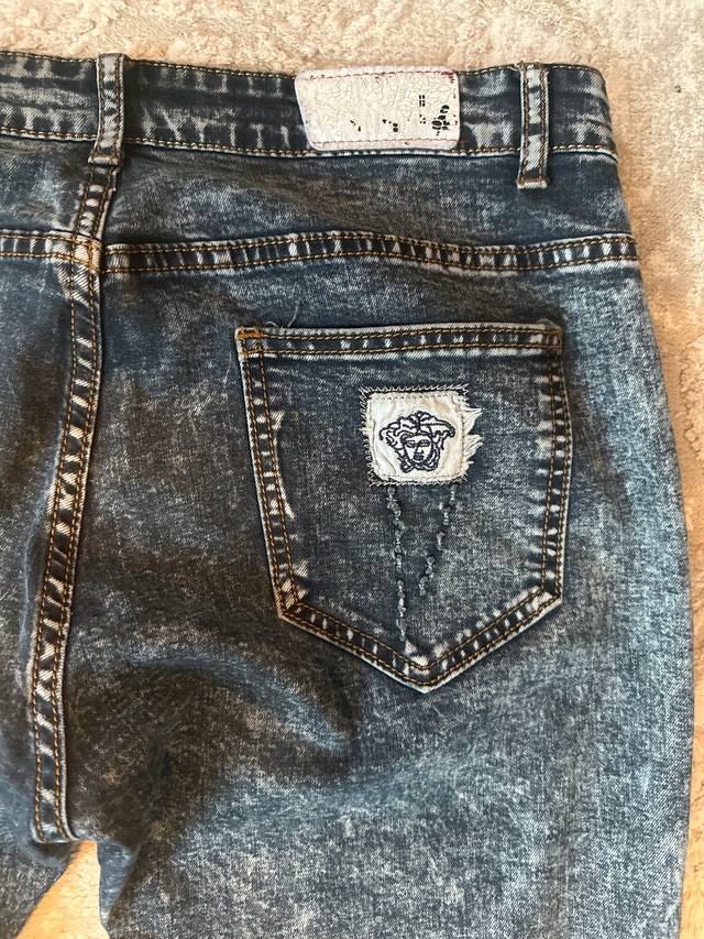 Versace-style Grey-Blue Acid-Wash Skinny Jeans - photo 3