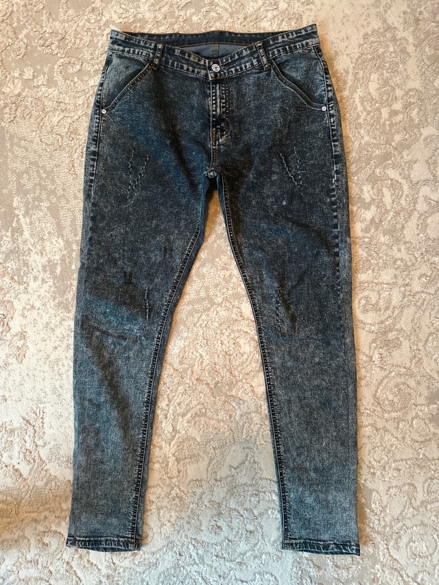 Versace-style Grey-Blue Acid-Wash Skinny Jeans - photo 5