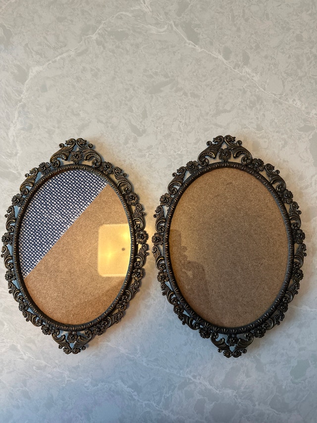 Bronze VTG Ornate Oval Picture Frame, Baroque Style, Set of Two