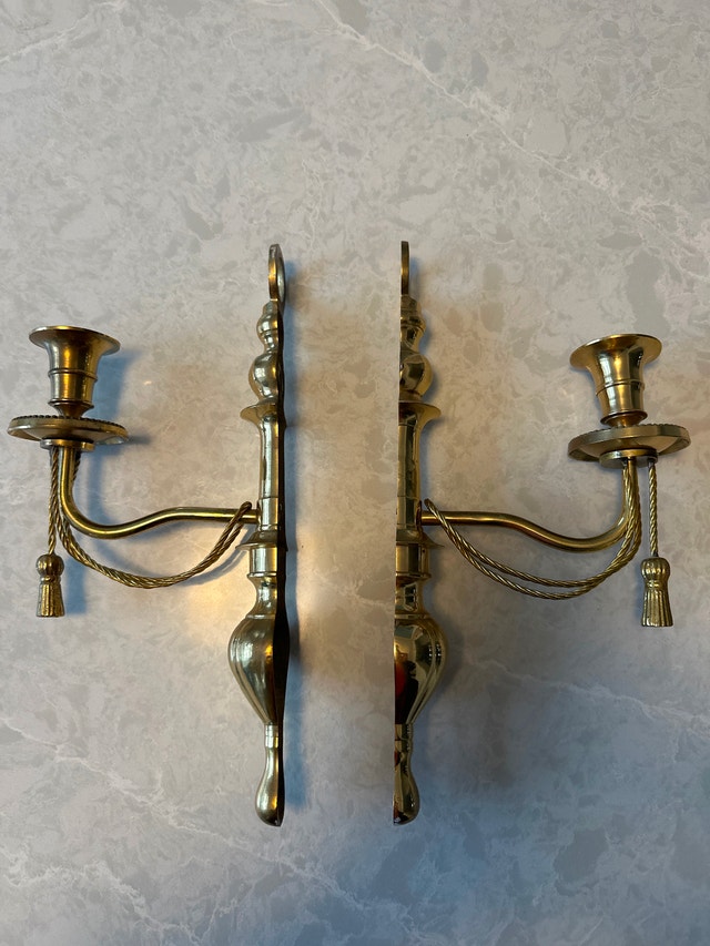 Solid brass vintage wall sconce set (2) - photo 2