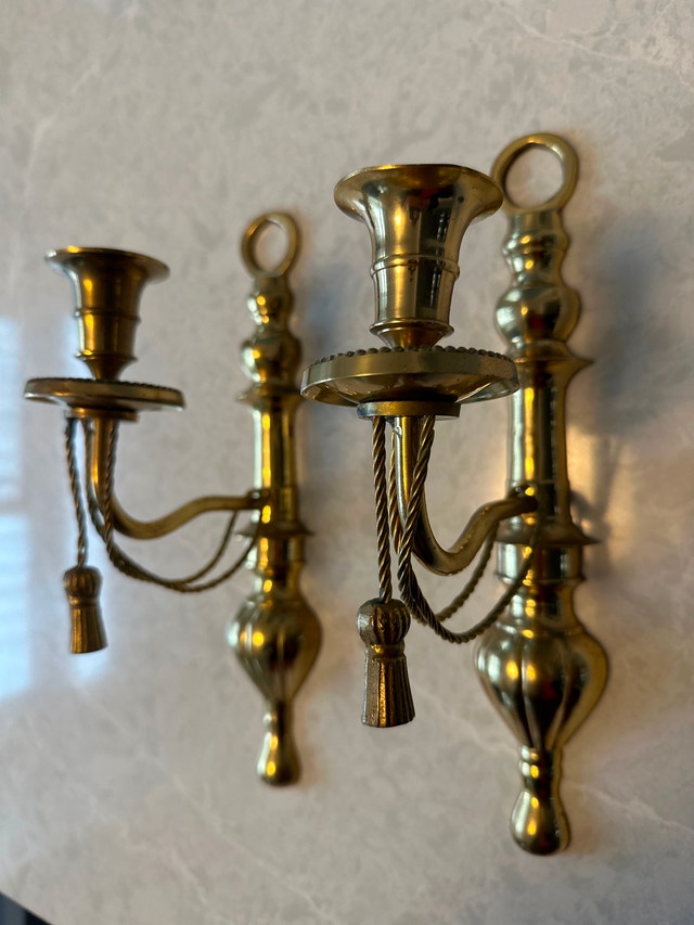 Solid brass vintage wall sconce set (2) - photo 3