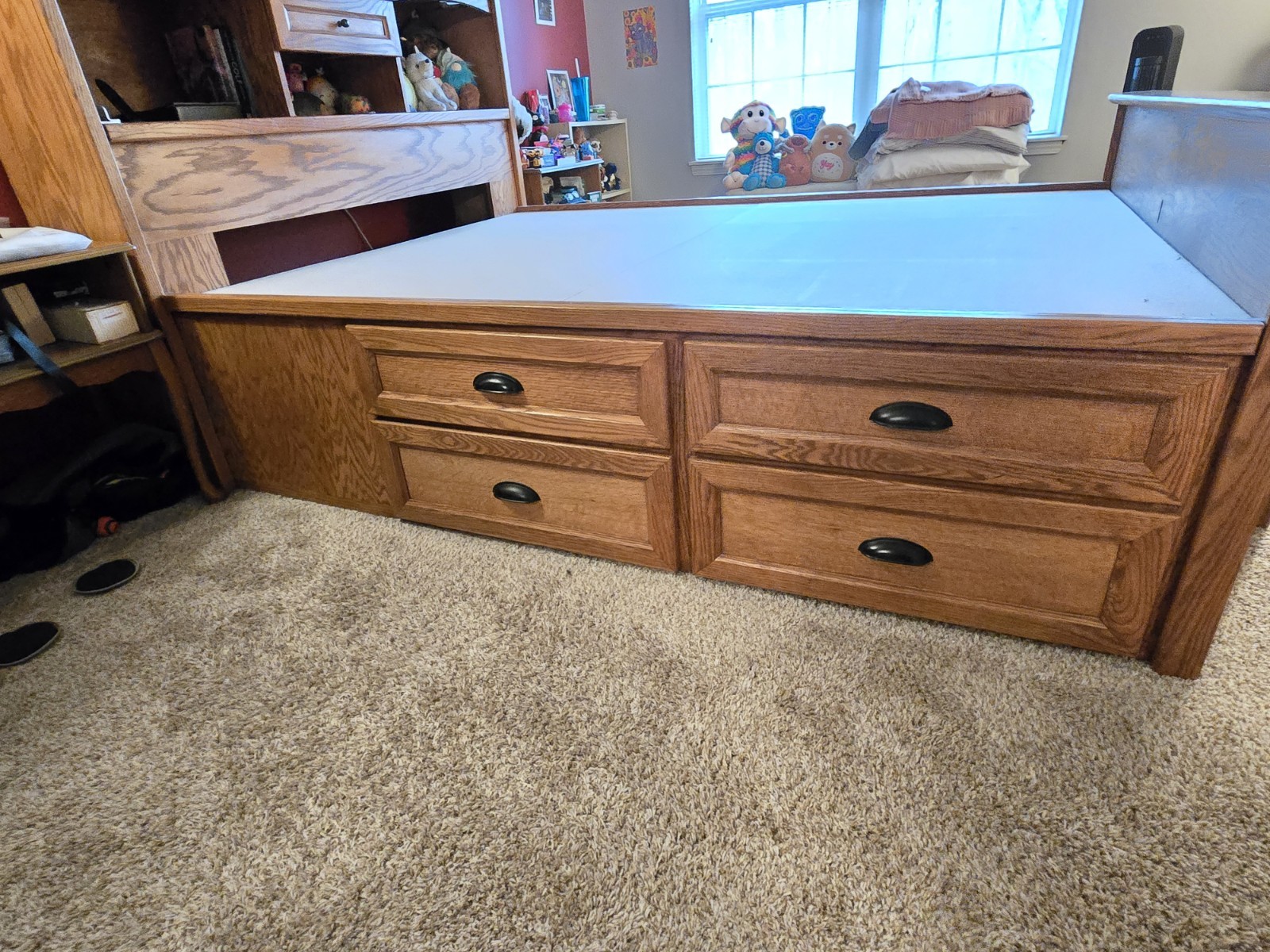 Queen Size Wooden Platform Bed Frame with Storage - photo 2