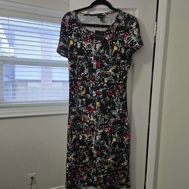 Topshop Dress - Newsprint Print with Cut-out Back