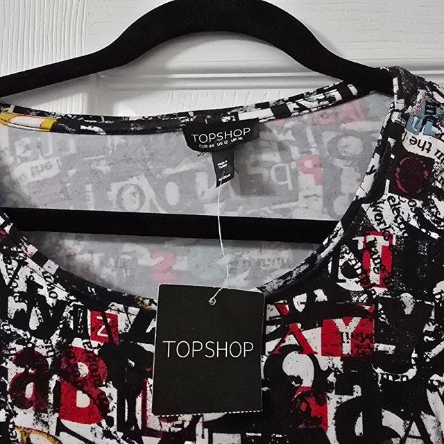 Topshop Dress - Newsprint Print with Cut-out Back - photo 2