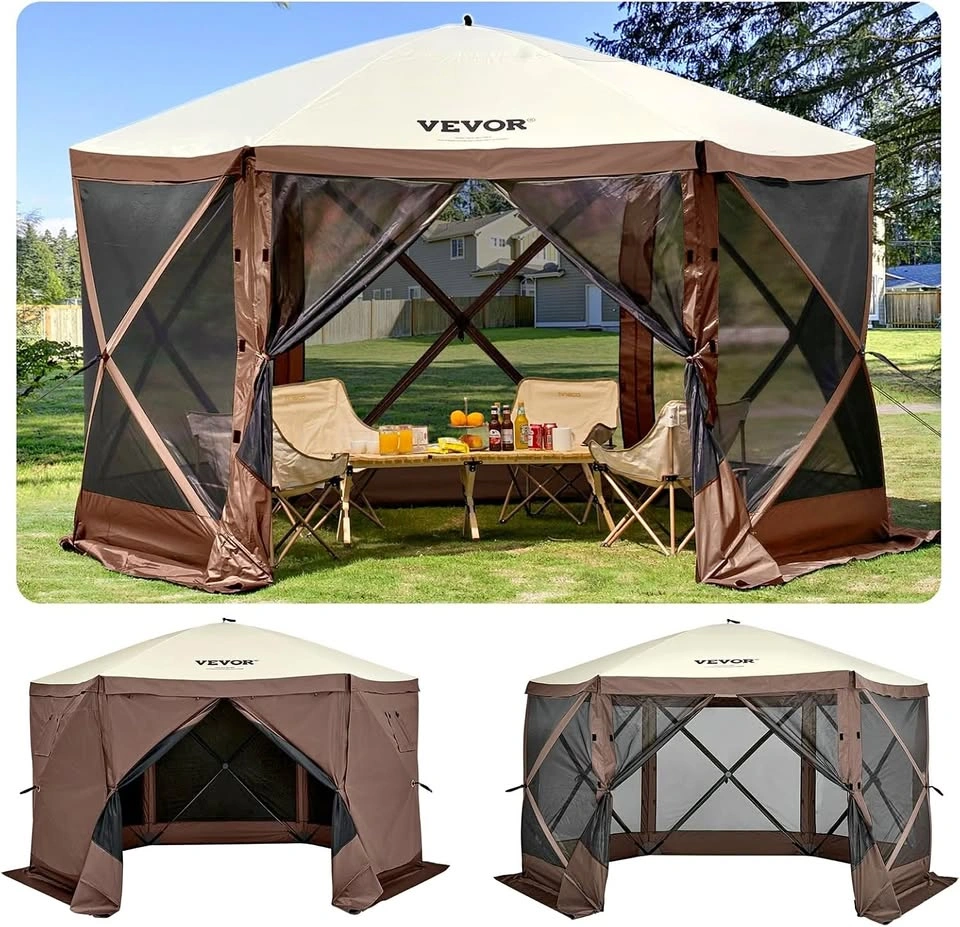 11.5x11.5 Pop-Up Screen Tent Gazebo w/ Privacy Panels