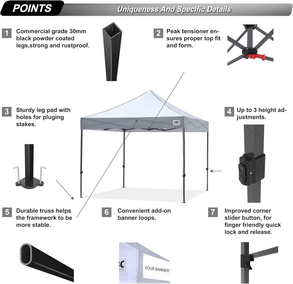 ABCCANOPY Commercial 10x10 Pop Up Canopy Tent Grey - New - photo 3