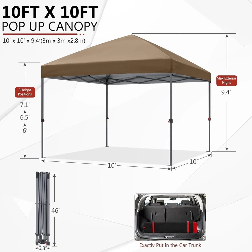 10x10 Pop Up Canopy Tent – Beige – New In Box - photo 5