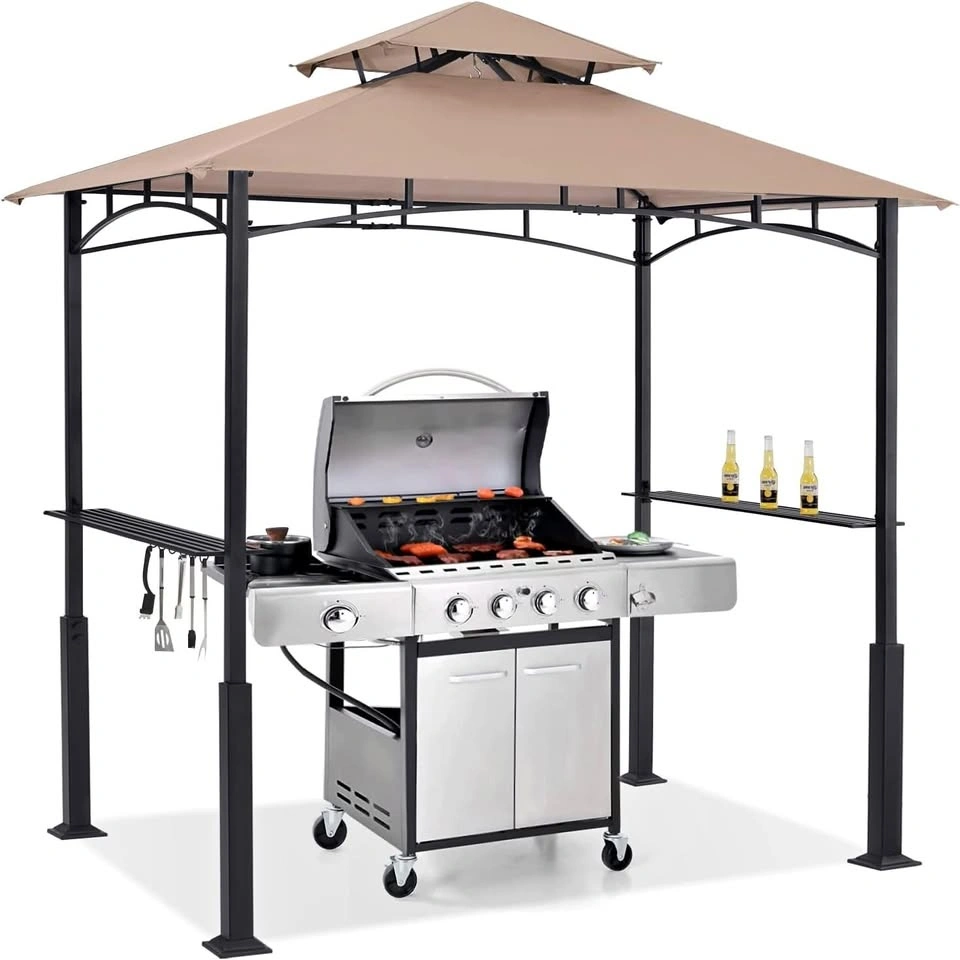 BBQ Grill Gazebo 8x5 w/ LED Lights & Shelves – New In Box