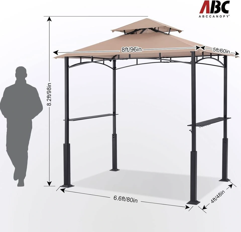 BBQ Grill Gazebo 8x5 w/ LED Lights & Shelves – New In Box - photo 3