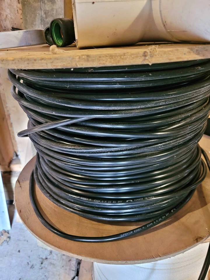 Black telephone cable wire
