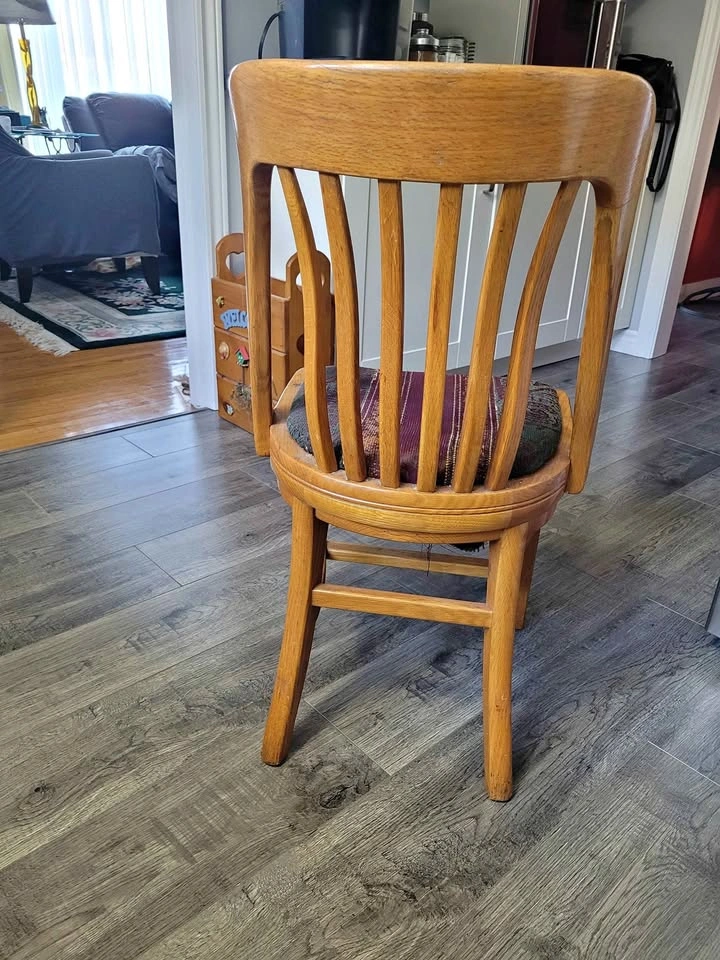 H Krug Vintage Solid Oak Desk Chair