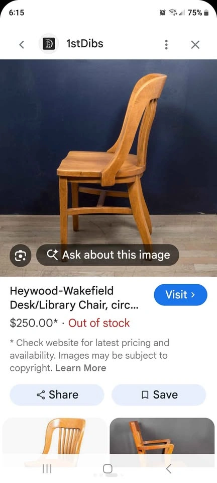 H Krug Vintage Solid Oak Desk Chair - photo 5