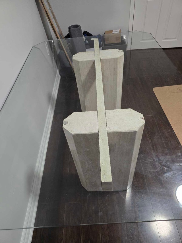 Glass Table with Travertine Base - Modern Design - photo 4