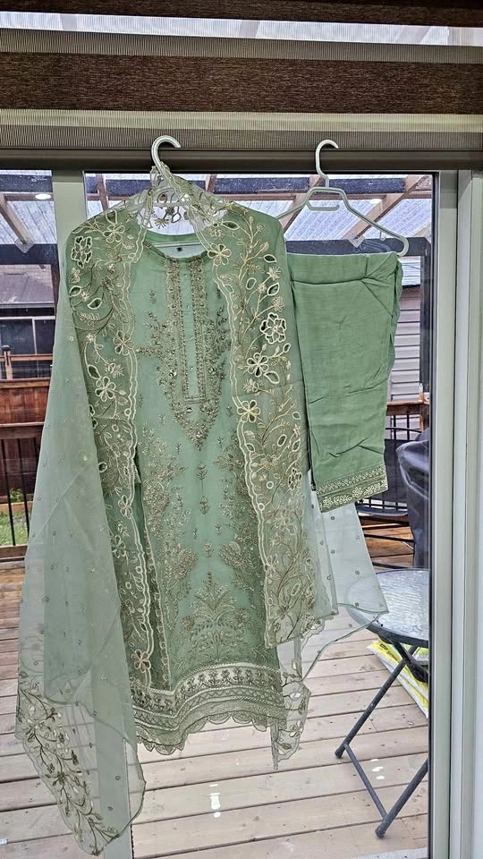 Brand New Pakistani Suit - Sage Green - Medium