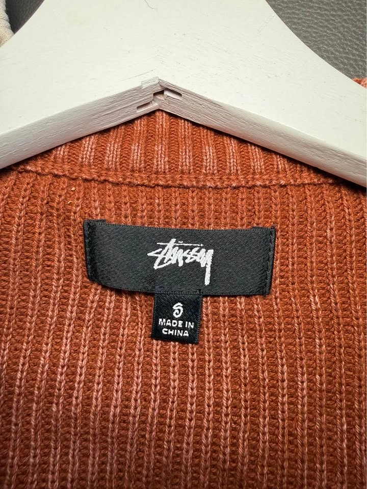 Stussy ribbed knit rust cardigan S - photo 3