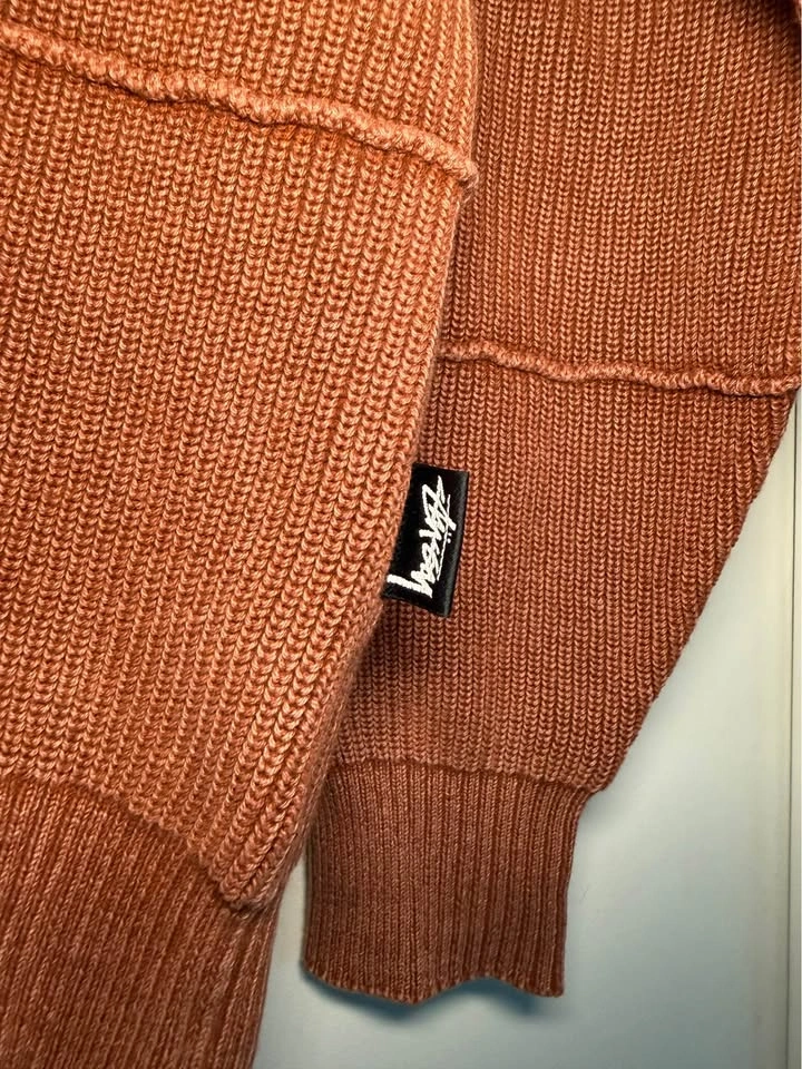 Stussy ribbed knit rust cardigan S - photo 4