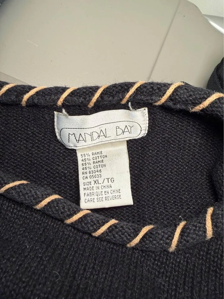 MANDAL BAY Black Embroidered Scarecrow Pumpkin Fall Sweater XL - photo 3