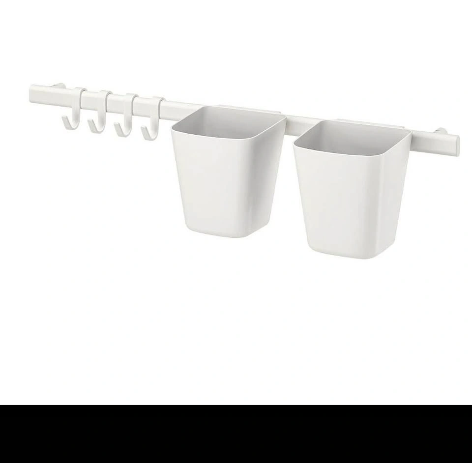 Sunnersta Rail with hooks and containers + shelves