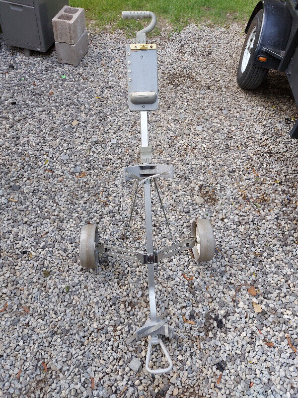 Golf Pull Cart Caddy Older Folding Aluminum 2 Wheel - photo 2