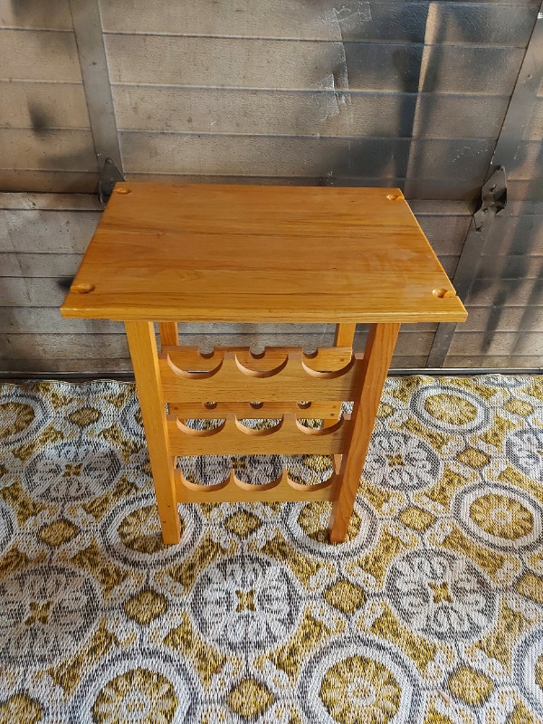 Wine Storage Rack Table Light Wood Bottle Holder