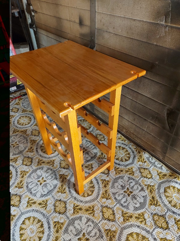 Wine Storage Rack Table Light Wood Bottle Holder - photo 3