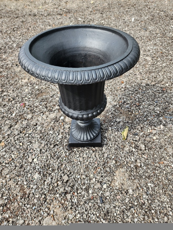 Painted Garden Urn Black Cast Iron 18 x 24 tall - photo 3